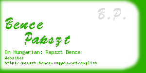bence papszt business card
